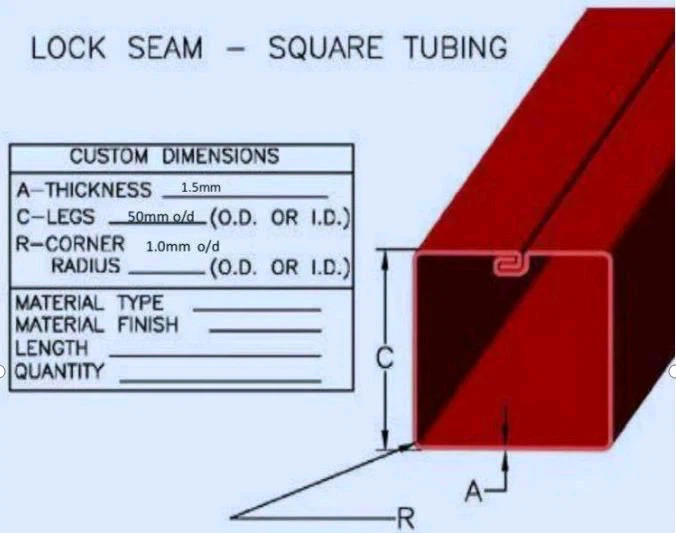Profile Drawing of Square Downspout Pipe Profile Drawing of Square Downspout Pipe